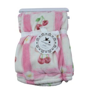Adirondack Baby Cherry Fleece Blanket Infant Girls Pink Ivory Flower Soft NWT